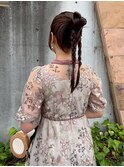 ヘアセット/お団子三つ編みアレンジ/お呼ばれ