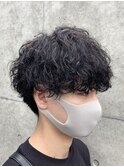 コンマヘア ツイストパーマ マッシュウルフ  ツーブロック