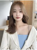韓国×顔まわりカット×レイヤーカット×グレージュ