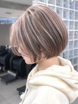 サンクプロジェクト(cinq PROJECT) 韓国風顔周りレイヤーカットミルクティーベージュブラウンカラー