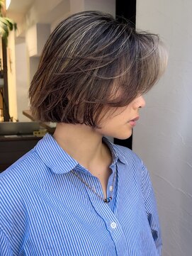 ノラ ウメダ(NORA UMEDA) レイヤーボブ姫カットフェイスフレーミングハイライトカラー