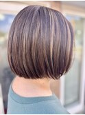ハイライト　夏ヘアカラー　グレージュカラーブリーチ　ヘアケア