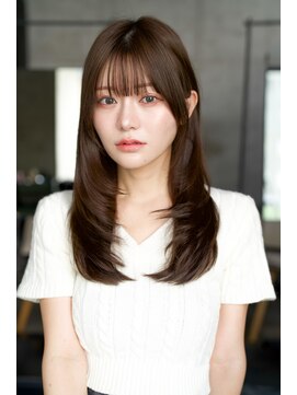 エインアンリー 明治神宮前(AIN.ANLY.) ☆ミディアムレイヤーカットダークアッシュ大人ガーリー韓国ヘア