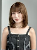 レイヤーミディアム/レイヤーボブ/絶壁解消/前髪あり/20代/30代