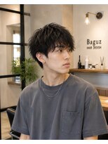 MEN's Baguz MEN'Sカット/ MEN'Sパーマ/ MEN'Sカラー 無造作ウェーブ束感メンズマッシュ韓国風シャドウパーマ