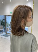 マロンベージュ Aラインボブドレスヘアかきあげロング