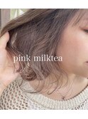 透明感がかわいいインナーカラー ピンクミルクティー