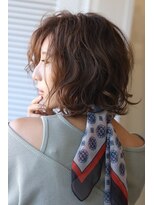 ソイクフ 四条大宮店(SOY-KUFU)&nbsp;大人可愛い20代30代40代ふんわり前髪パーマグレーベージュボブ