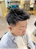 刈り上げセンターパートフェザーパーマサーフカール