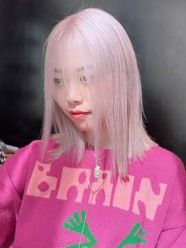 アルバム 銀座(ALBUM GINZA) ホワイトピンク_斜めバンググレージュカラーシルキー_ba459421