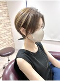 四日市大人可愛い丸みショートやわらかベージュカラー
