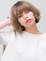 アニモフィオレンテ 大沢店(animo FIORENTE)&nbsp;+animo大沢+フルバング×ハイトーンカラー☆金髪ボブこなれヘアi