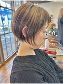 Santa'Fe式脱白髪染め白髪ぼかし/ショートボブ