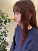ピンクバイオレット 顔まわりレイヤー ロング 赤坂 薬院
