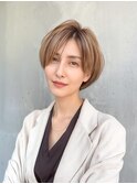 【エレガントボブ】ハイライトベージュ＆立体レイヤー