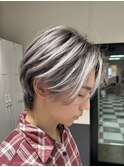 ブルーブラック韓国マッシュスペインカールスパイキーショート