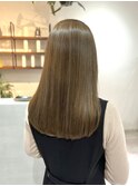 韓国風イメチェングレーベージュレイヤーロング似合わせカット