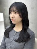 ◎美髪カールダークブラウンロングセミディ似合わせ前髪