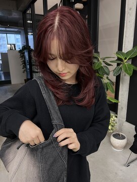 ワインレッド/レイヤーカット