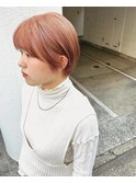 ダブルカラーピンクベージュショートヘア