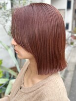 レリコ ニド(Relico-nid) 髪質改善20代30代 オレンジブラウン切りっぱなしボブ 【京都】