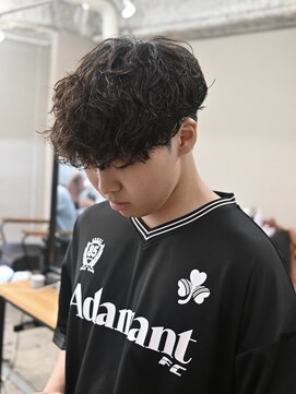 スレイ 西宮(SLAY) 波巻きハイライトアップバングツーブロックマッシュ