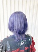 ミニボブウルフ×ブルーラベンダー/ブリーチカラー/くびれヘア