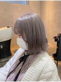ラベンダーベージュ/切りっぱなしボブ/ラベンダーグレージュ