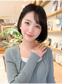 大人ショートボブ丸みショートカットマッシュショート前髪あり