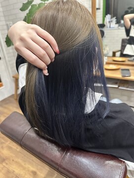 ライフ 四条畷店(Lyfe) インナーカラーブルー_マチルダボブピンクベージュ_379