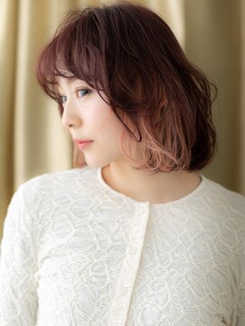 カバーヘア ブリス 北浦和(COVER HAIR bliss) チェリーレッドインナーカラー抜け感ミディアムY北浦和20代30代