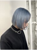 切りっぱなしボブアイスブルーカラーミニボブ