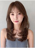 薄めバングサイドバングデジタルパーマ艶感斜めバング美髪