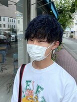 アロハナ 津店(ALOHANA)&nbsp;メンズブリーチ☆暗めカラー！ブルーブラックインナーツイスパ風