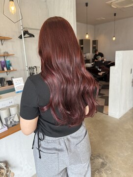 シェル 津山の手店(shel) ◎艶めくラベンダーピンクで大人可愛い小顔レイヤーロング