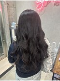 ケアカラー赤みブラウンロングヘアツヤ髪