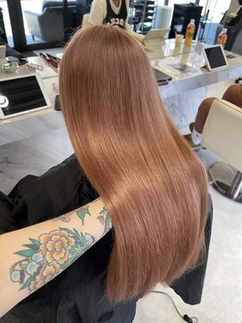 髪屋 紬 ピンクベージュ×ケアブリーチ