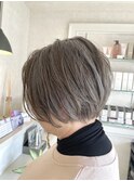 寒色系グレージュ×大人丸みショート