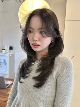 ライン(LINE) 韓国風/レイヤー/前髪カット/オリーブ/透明感/ハッシュカット