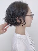 【morio原宿】パーマボブ 外国人風パーマ くるくる 前髪無しボブ