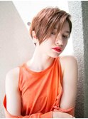 夏ショート オレンジブラウン 簡単スタイリング