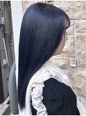 ブルーブラック/韓国風カラー/ストレートロング