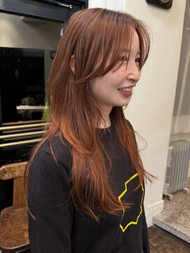 コラン 中目黒(collan) ロングレイヤーヘア×オレンジブラウン