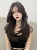 レイヤーカット/ハッシュカット/マットブラウン/韓国