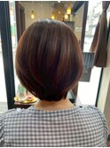 光に映える、大人のツヤカラー◎レッドブラウンショート