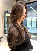レイヤーカット 顔まわりカット 韓国ヘア 色気ヘア かきあげ前髪