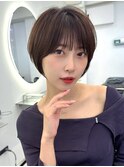 大人可愛い20代30代40代前下がりショートボブ/ハンサムショート