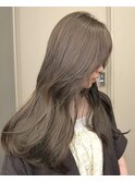 ブリーチなしカラーヘーゼルオリーブベージュレイヤーカット夏