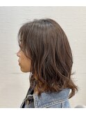 ロブヘアパープルカラー/ニュアンスパーマアッシュパープル