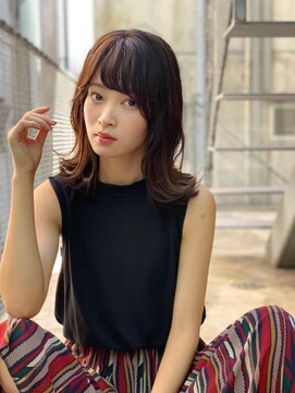 オースティン 門前仲町(AUSTIN) 大人かわいい前髪セシルカットココアブラウンフリンジウェーブ